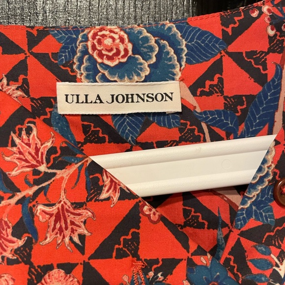 ULLA JOHNSON 100% Cotton Short Puff Sleeve Elise Hibiscus Floral Blouse 6 $495 - Picture 4 of 16